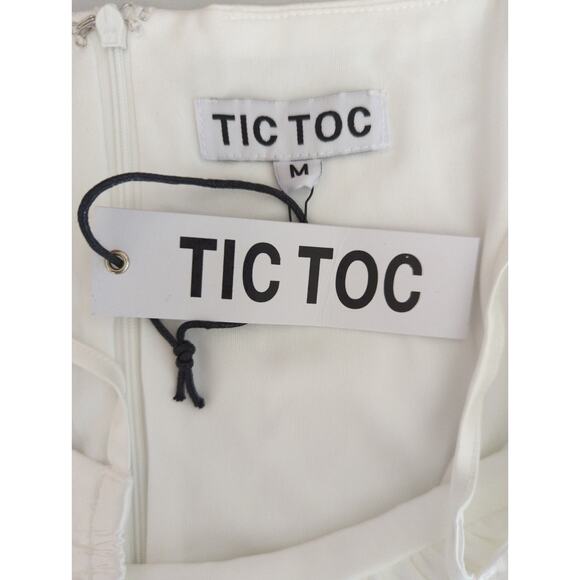 TIC TOC White Satin Bodycon Mini Dress Women's MEDIUM Party Cottage Core NWT - Picture 10 of 10